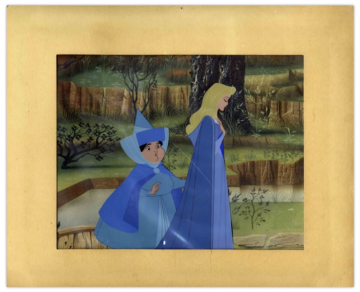 Large Disney Cel From ''Sleeping Beauty'' -- Depicting Princess Aurora With Her Fairy Godmother Merryweather